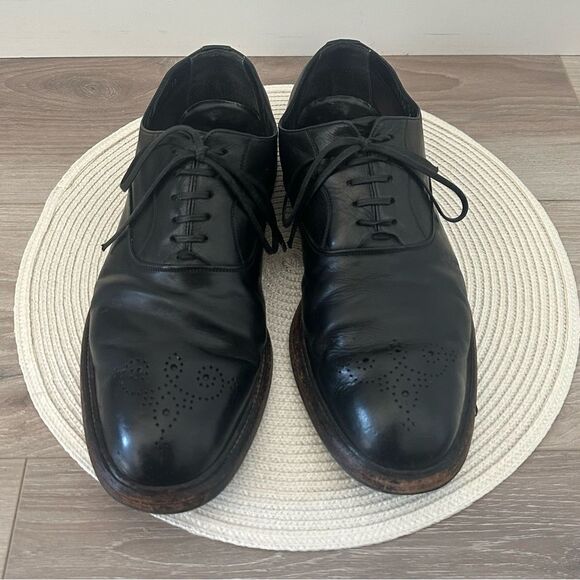 DOLCE & GABBANA‎ Mens Lace Up Black Leather Loafer Dress Shoes Size 10 Old Money main image 5